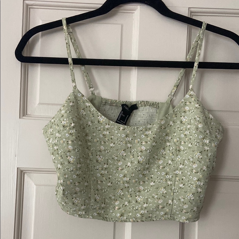 Forever 21 Green Embellished Crop Camisole